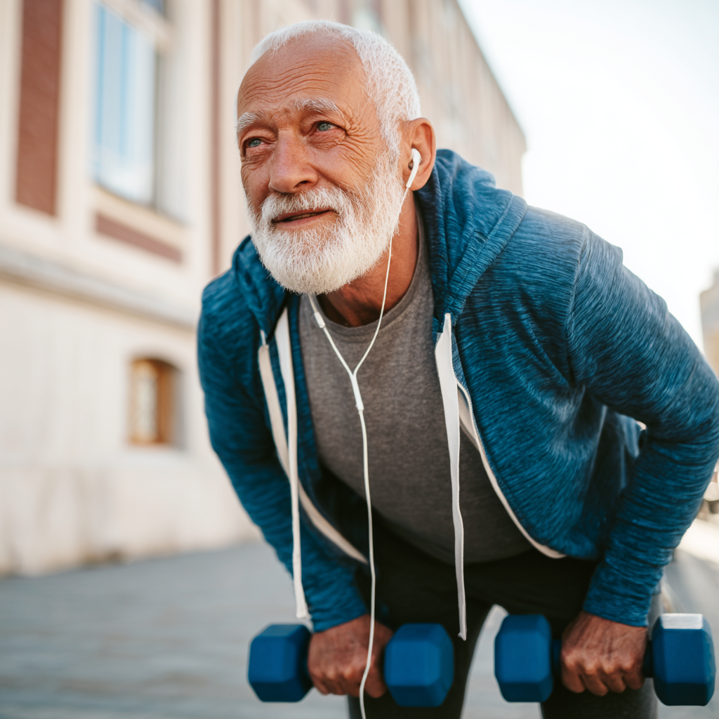 senior person maintaining healthy lifestyle through regular exercise
